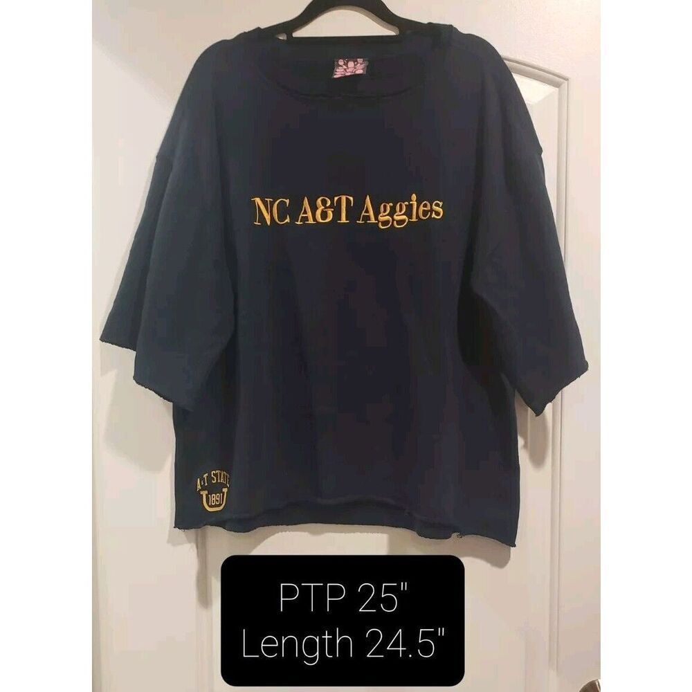 Free People Movement x Summer Class NC A&T Aggie‎ Boxy Crop Crewneck Navy Sz M